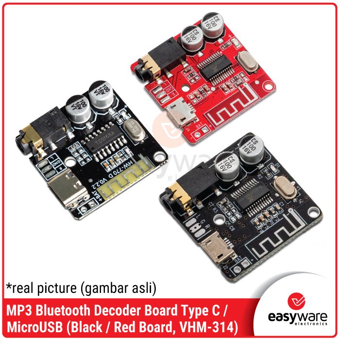 MP3 Bluetooth 5.0 Decoder Board VHM-314 Type-C / MicroUSB 3.5mm Jack — Audio Receiver DIY Speaker Amplifier