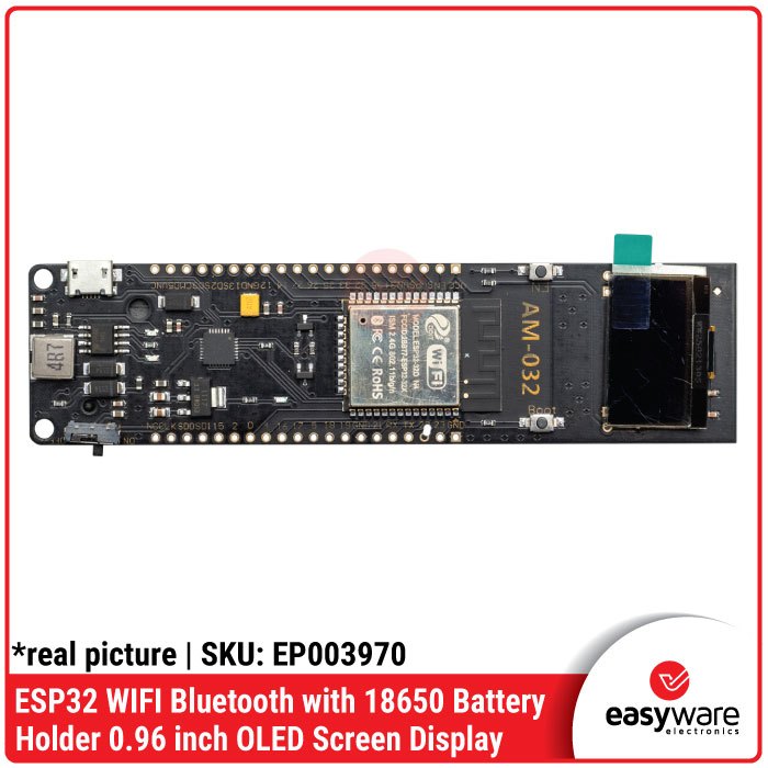 ESP32 Development Board WiFi Bluetooth OLED 0.96" 18650 Battery Holder AM-032 ESP32-WROOM-32D Original — IoT Portable - Gambar 6