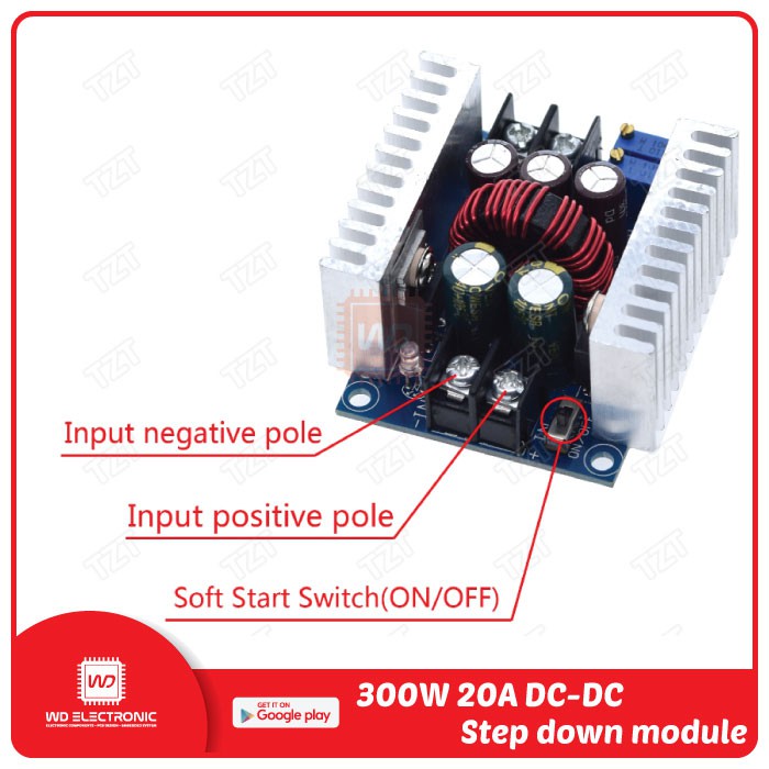 Modul DC-DC Step Down Buck Converter 300W 20A 6-40V Input 1.2-35V Output Adjustable — Power Supply DIY - Gambar 4
