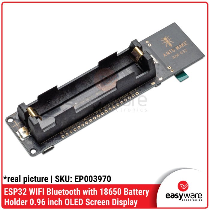 ESP32 Development Board WiFi Bluetooth OLED 0.96" 18650 Battery Holder AM-032 ESP32-WROOM-32D Original — IoT Portable - Gambar 3