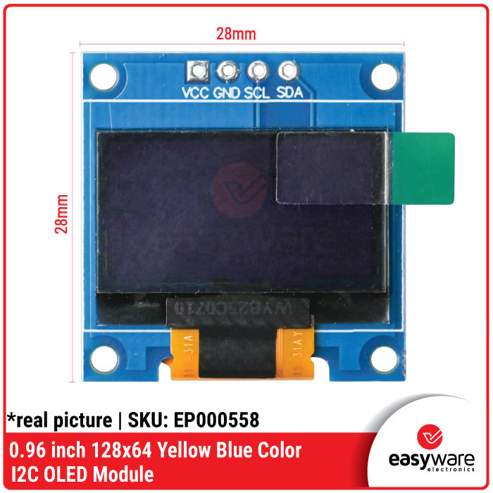 Modul OLED 0.96 Inch 128x64 I2C SPI SSD1306 White Blue Yellow Blue — Display Arduino ESP32 STM32 Compatible - Gambar 4