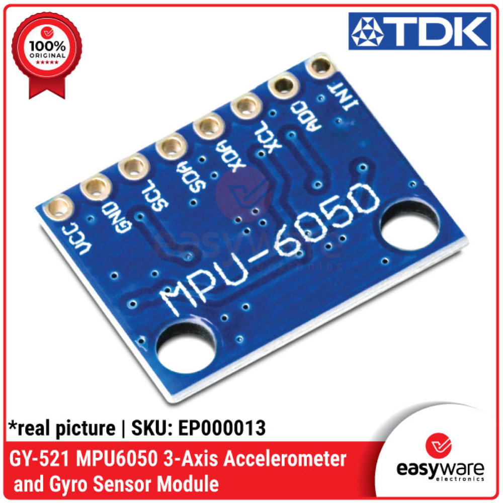 GY-521 MPU6050 3-Axis Accelerometer Gyroscope IMU Sensor I2C — Modul IMU Drone Robot Arduino ESP32 Original & Compatible - Gambar 3