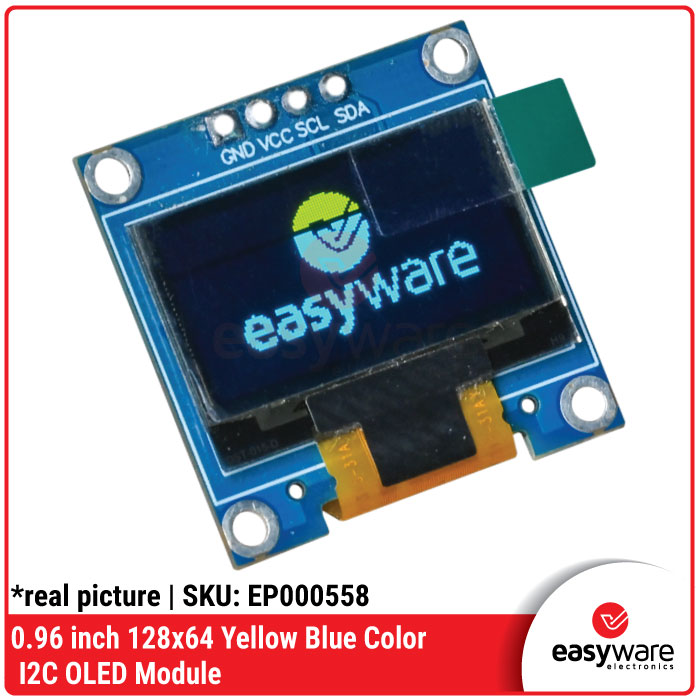 Modul OLED 0.96 Inch 128x64 I2C SPI SSD1306 White Blue Yellow Blue — Display Arduino ESP32 STM32 Compatible - Gambar 3