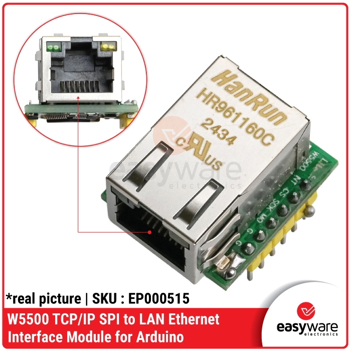 Modul W5500 SPI to LAN Ethernet TCP/IP 10/100Mbps RJ45 — Ethernet Shield Arduino ESP32 STM32