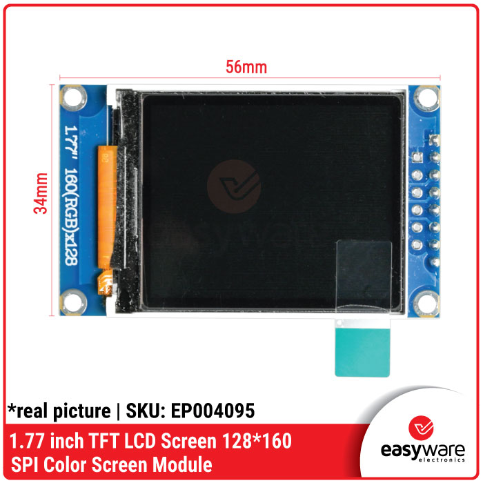 Modul TFT LCD 1.77 Inch 128x160 SPI 14 Pin Blue PCB Color Screen — Display Arduino ESP32 STM32 Compatible - Gambar 2