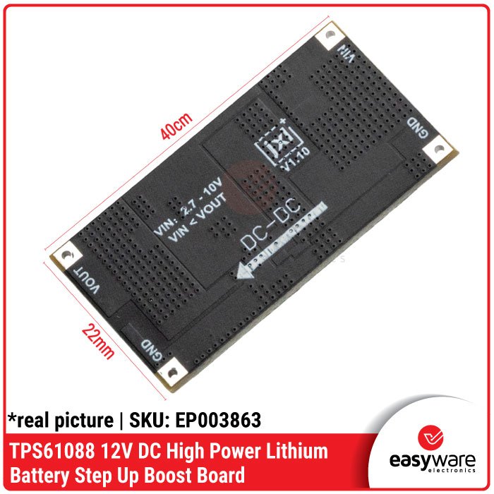Modul TPS61088 DC Step-Up Boost Converter Li-Ion Battery 5V 9V 12V High Power — Power Supply Portable - Gambar 3