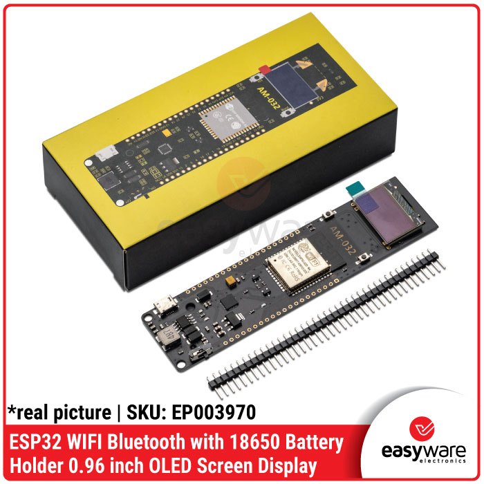 ESP32 Development Board WiFi Bluetooth OLED 0.96" 18650 Battery Holder AM-032 ESP32-WROOM-32D Original — IoT Portable