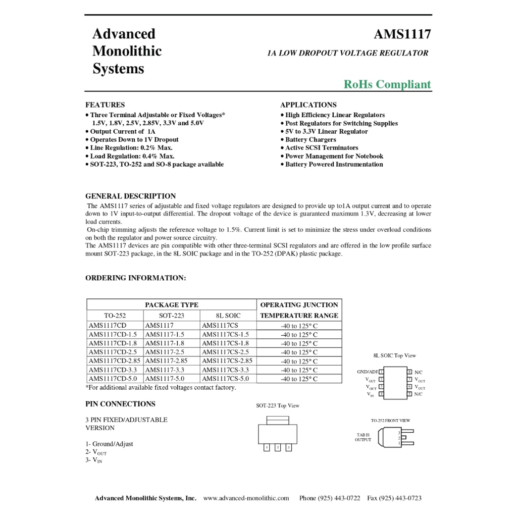 AMS1117-3.3 SOT-223 ORIGINAL AMS AMS1117 3.3V IC LDO Voltage Regulator - Gambar 3