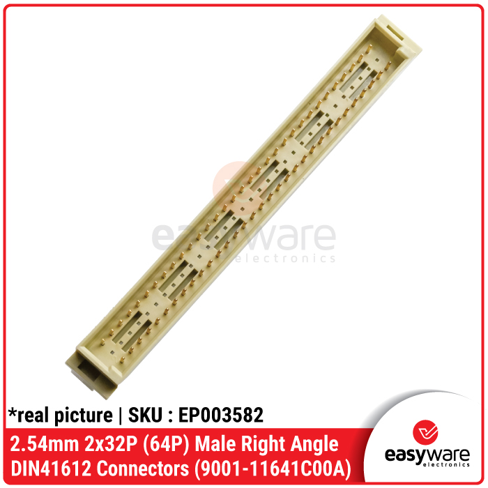 2.54mm 2x32P (64P) Male Right Angle DIN41612 Connectors (9001-11641C00A) Konektor Jantan Siku Kanan - Gambar 2