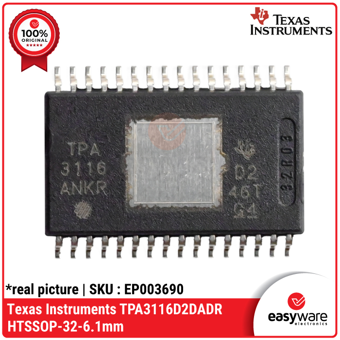 IC TPA3116D2 SMD IC OP AMP Texas TPA3116 ORIGINAL HTSSOP-32-6.1mm ORIGINAL IC Audio Amplifier 2 Channel Class D - Gambar 2