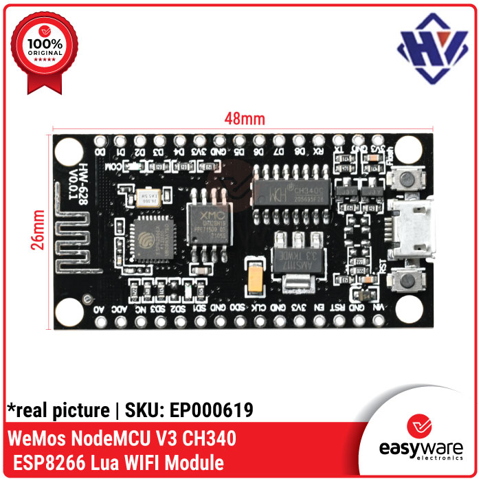 WeMos NodeMCU V3 CH340 ESP8266 Lua WIFI Module Extra Memory 32M Flash - Gambar 2