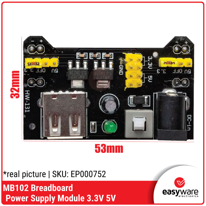 MB102 BREADBOARD POWER SUPPLY 3.3V 5V MODULE - Gambar 2