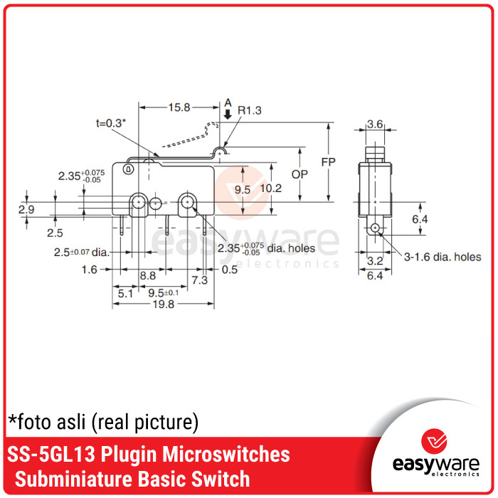Microswitch Omron SS-5GL13 Subminiature Basic Switch SS-5GL 13 - Gambar 3
