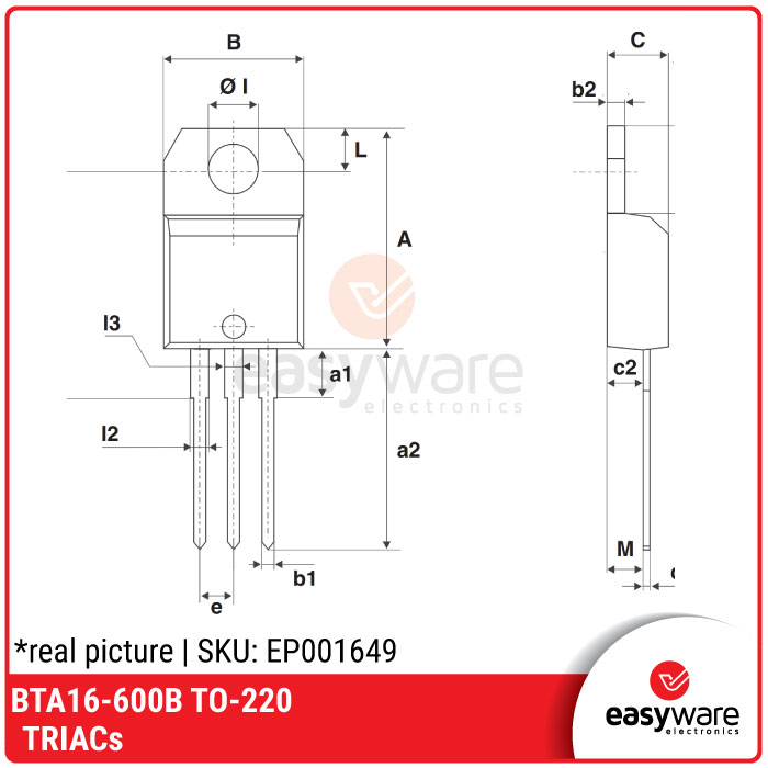 TRIAC BTA16-600B BTA16-600 ST - Gambar 2
