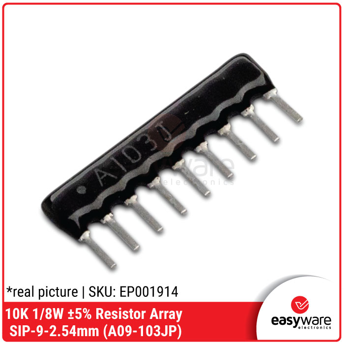 10K 1/8W ±5% Resistor Array SIP-9-2.54mm (A09-103JP)