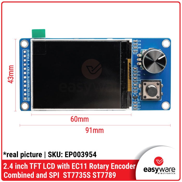 Layar TFT LCD 1.8 Inch / 2.4 Inch + Rotary Encoder EC11 - Modul Display SPI ST7735S ST7789 - Gambar 3