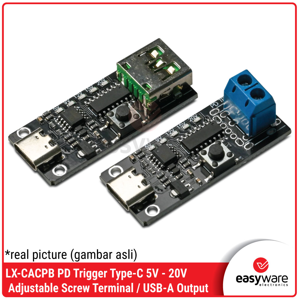 LX-CACPB USB-C PD Trigger 5V-20V Adjustable USB-A / Screw Terminal Output — DIY Power Supply PD Compatible