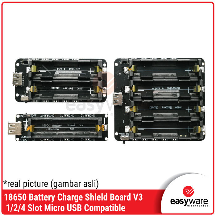 18650 Battery Charge Shield Board V3 1/2/4 Slot Micro USB Type-C 5V/2A 3V/1A Modul Power Bank DIY untuk Raspberry Pi Arduino ESP32