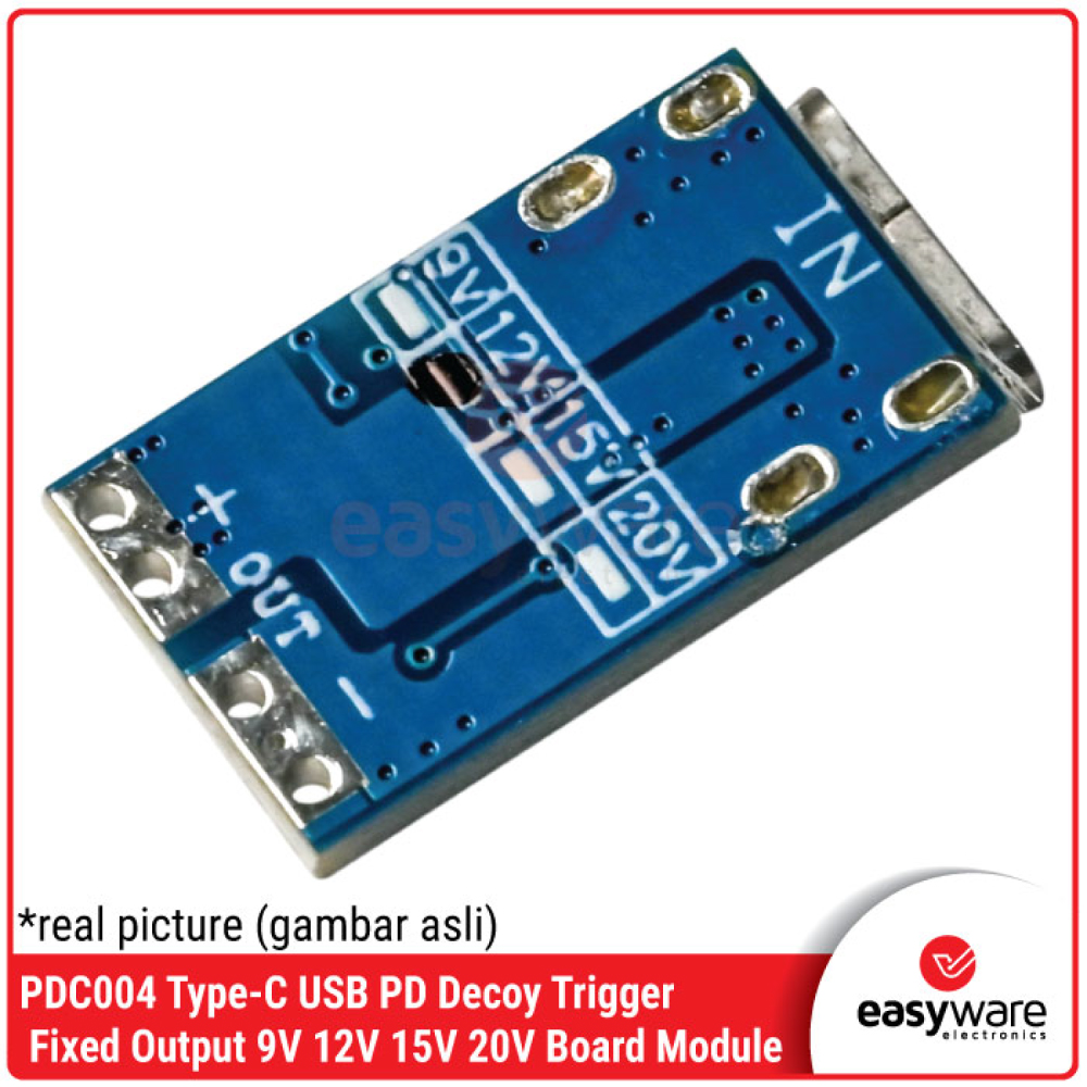 PDC004 USB-C PD Decoy Trigger Fixed Output 9V 12V 15V 20V — Modul Trigger USB PD Compact Compatible - Gambar 2