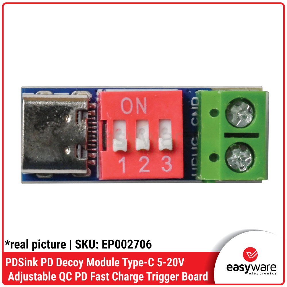 PDSink USB-C PD QC Decoy Trigger 5V-20V Adjustable DIP Switch Screw Terminal — DIY Power Supply Fast Charge - Gambar 4