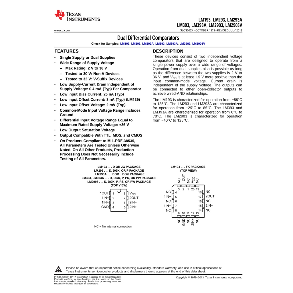 IC LM293DR SOIC-8 Dual Voltage Comparator Texas Instruments Original — Komparator Tegangan SMT - Gambar 4