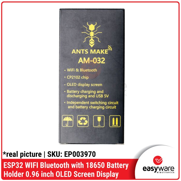 ESP32 Development Board WiFi Bluetooth OLED 0.96" 18650 Battery Holder AM-032 ESP32-WROOM-32D Original — IoT Portable - Gambar 5