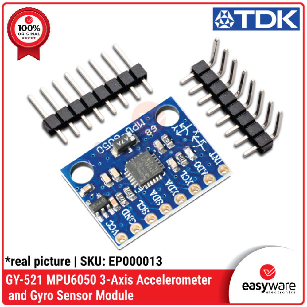 GY-521 MPU6050 3-Axis Accelerometer Gyroscope IMU Sensor I2C — Modul IMU Drone Robot Arduino ESP32 Original & Compatible - Gambar 2