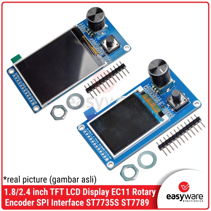 Layar TFT LCD 1.8 Inch / 2.4 Inch + Rotary Encoder EC11 - Modul Display SPI ST7735S ST7789 - Gambar 8