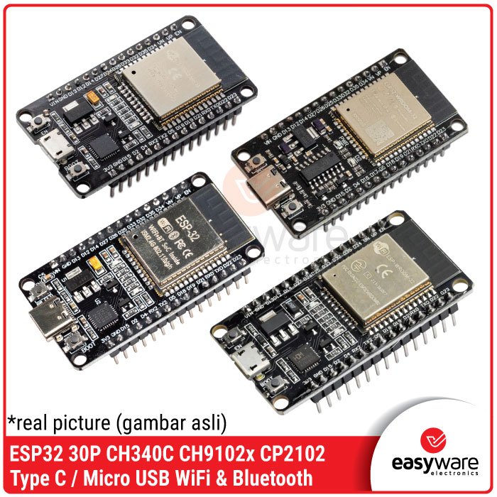 ESP32 ESP-32S 30P WiFi + Bluetooth Dual - CH340C CH9102x CP2102 Micro USB / Type C USB-C Board