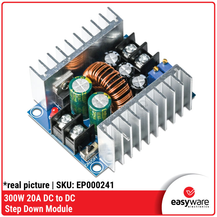 Modul DC-DC Step Down Buck Converter 300W 20A 6-40V Input 1.2-35V Output Adjustable — Power Supply DIY