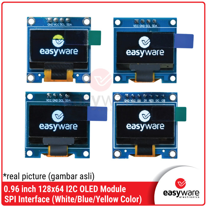 Modul OLED 0.96 Inch 128x64 I2C SPI SSD1306 White Blue Yellow Blue — Display Arduino ESP32 STM32 Compatible - Gambar 2