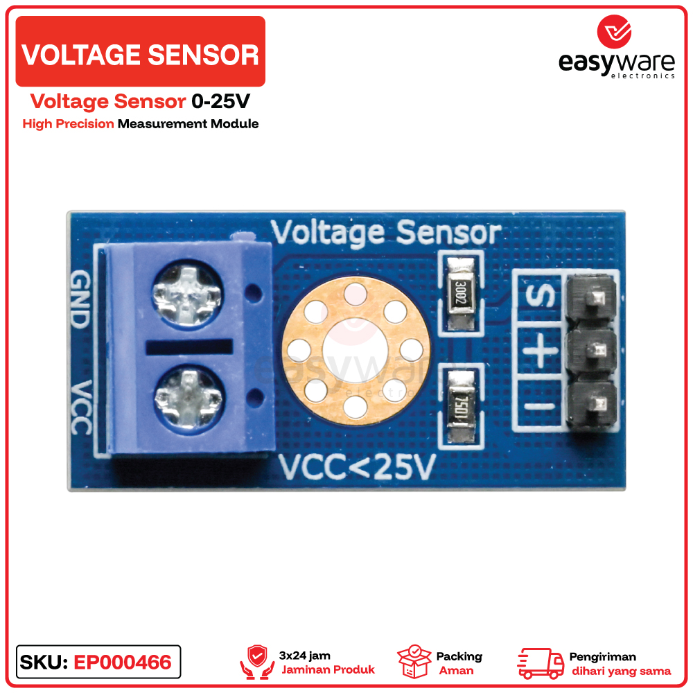 Voltage Sensor Module Sensor Tegangan 0-25V - Gambar 4