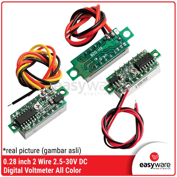 0.28 inch DC LED Digital Voltmeter 0-100V 3 Wire Voltmeter 2.5-30V 2 Wire Voltage Meter Auto Car Mobile Power Voltage Tester Detector 12V Red Green Blue - Gambar 2