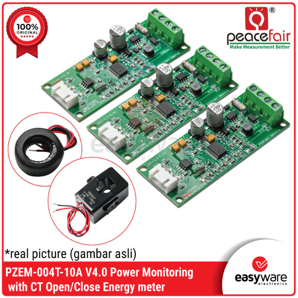 Peacefair PZEM-004 V4.0 PZEM 004T AC Power Energy Meter 10A 100A — Voltage Current Power kWh Monitor UART Modbus Original