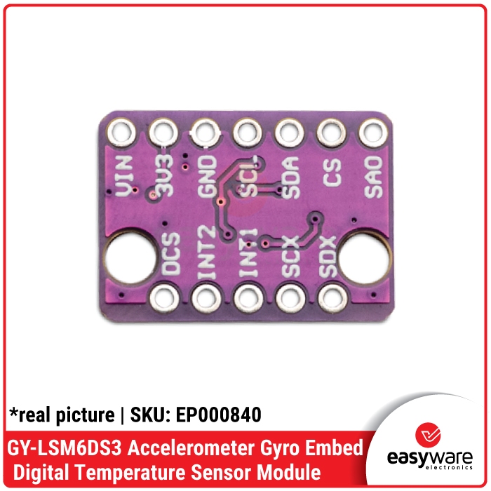 GY-LSM6DS3 Accelerometer Gyro Embedded Digital Temperature Sensor Module - Gambar 3
