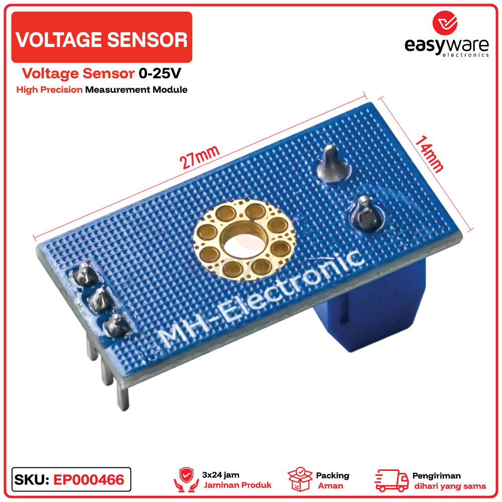 Voltage Sensor Module Sensor Tegangan 0-25V - Gambar 3