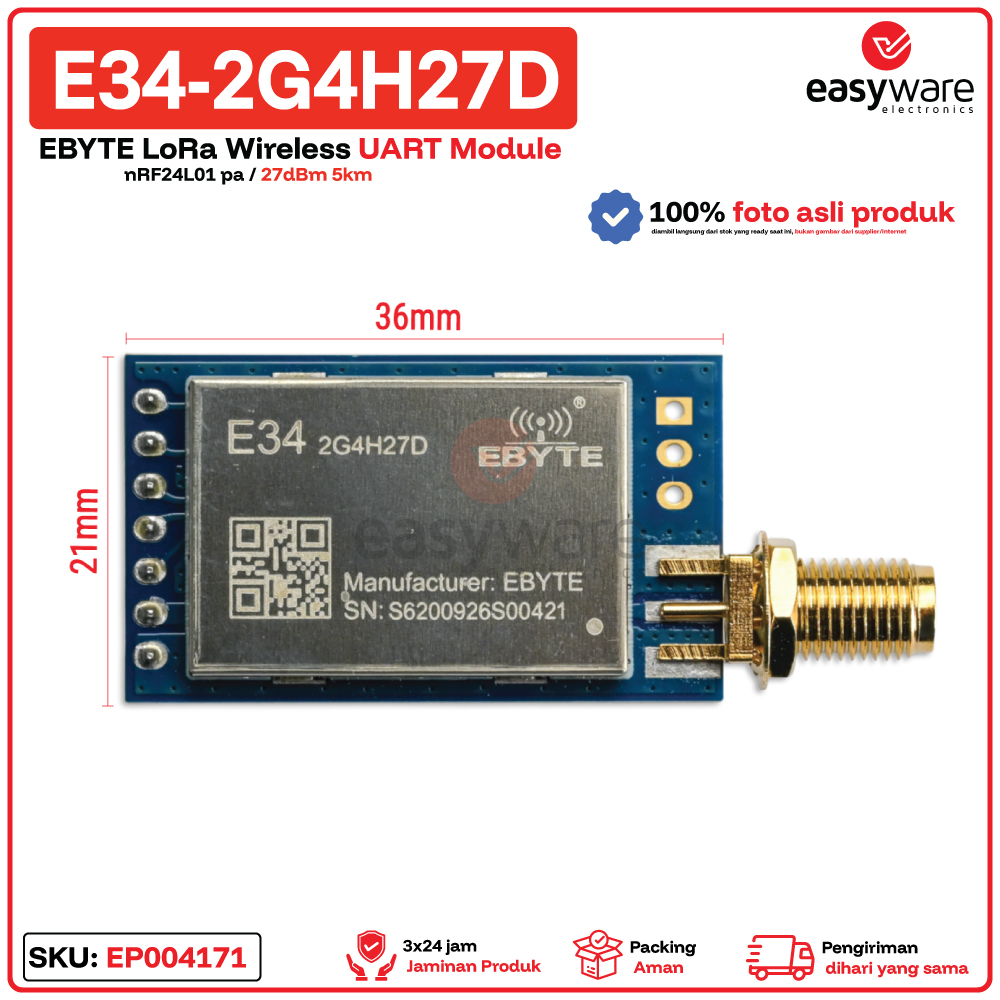 EBYTE E34-2G4H27D LoRa Wireless UART Module 2.4GHz 27dBm 5km with PA + LNA - Gambar 3