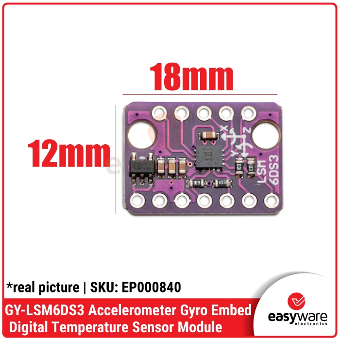 GY-LSM6DS3 Accelerometer Gyro Embedded Digital Temperature Sensor Module - Gambar 2
