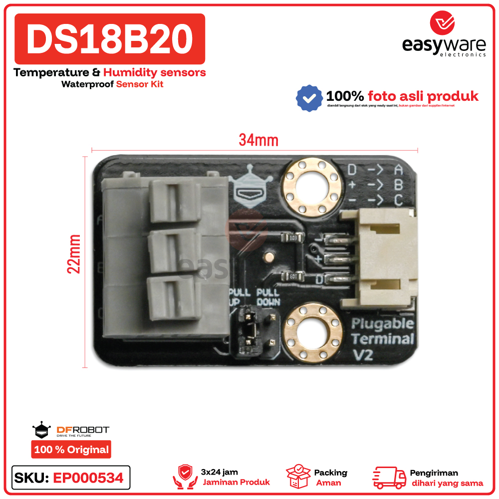 DFRobot Gravity Waterproof DS18B20 Sensor Kit Original - Gambar 5