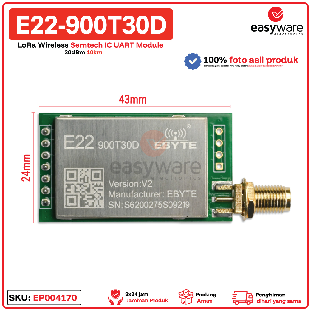 EBYTE E22-900T30D E22 900T30D LoRa Wireless Semtech IC 30dBm 10km UART LoRa Module - Gambar 3