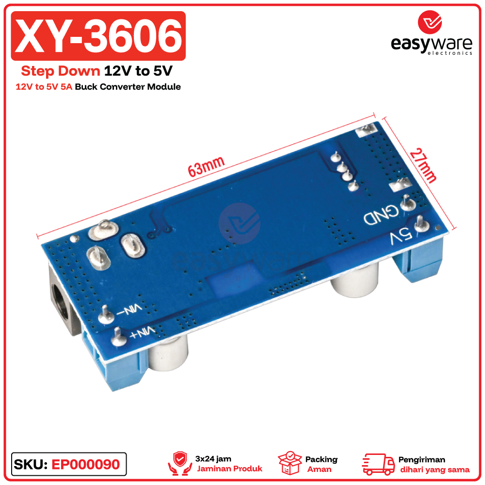 XY-3606 Power module Step Down DC to DC 5A 24V 12V to 5V Power Supply Buck Converter - Gambar 4