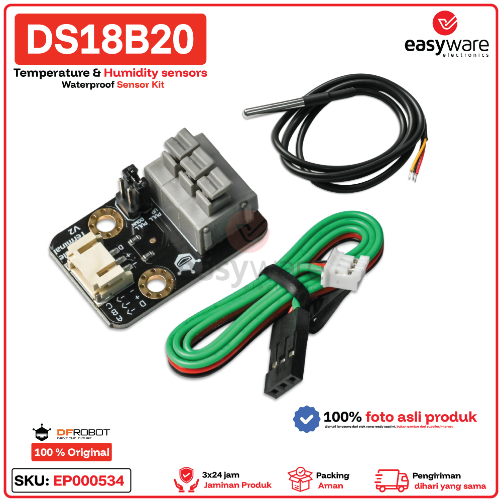 DFRobot Gravity Waterproof DS18B20 Sensor Kit Original - Gambar 2