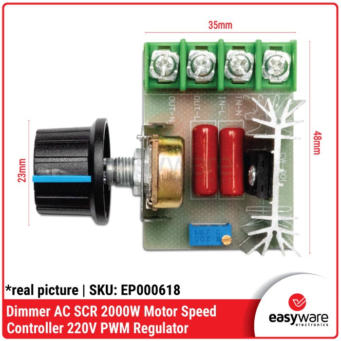 Dimmer AC SCR 2000W Motor Speed Controller 220V PWM Regulator - Gambar 2