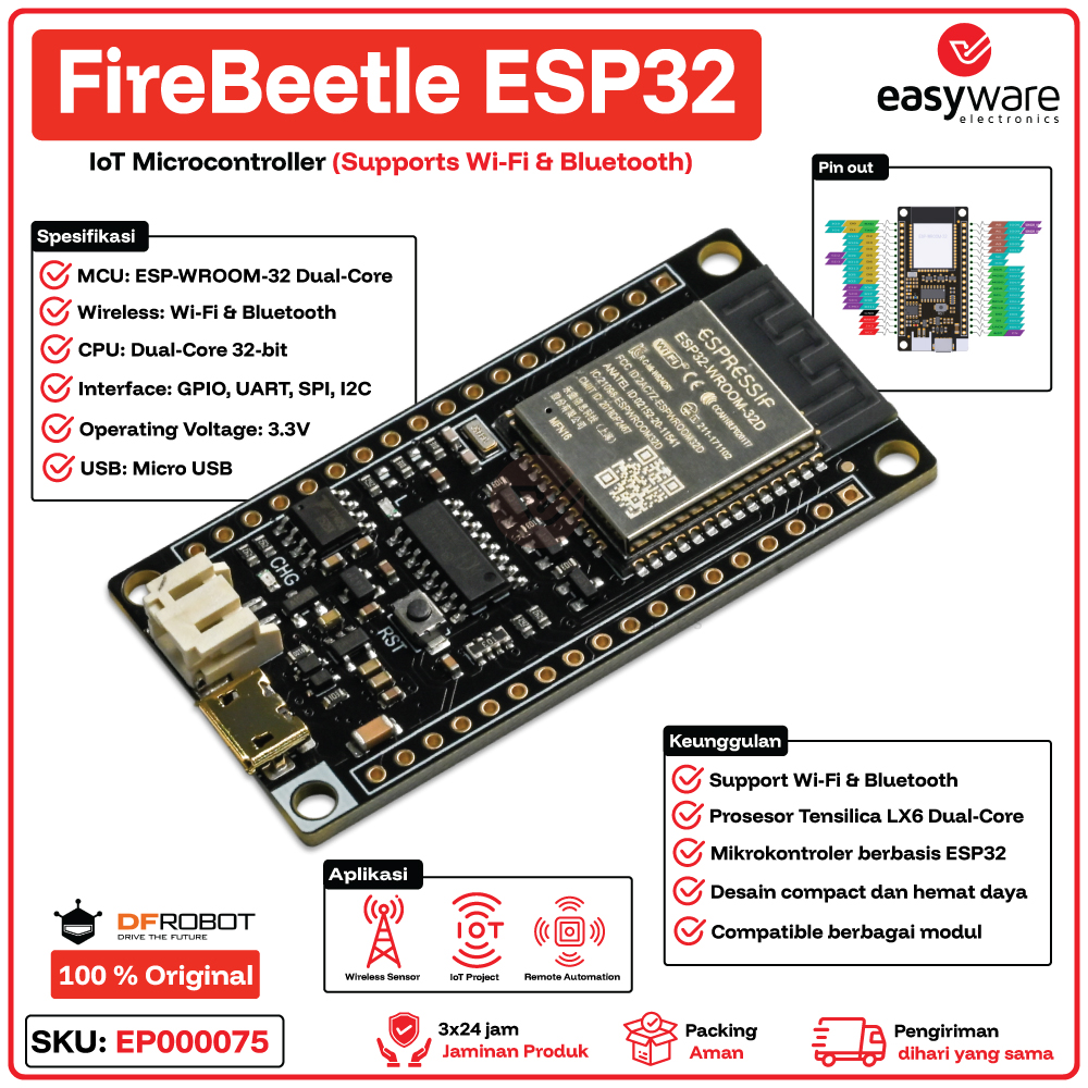 DFRobot FireBeetle ESP32 IoT Microcontroller Supports Wi-Fi & Bluetooth