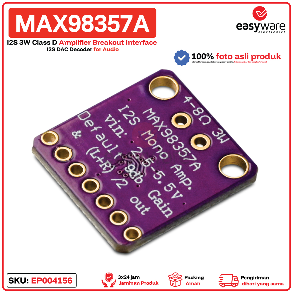 Modul MAX98357A MAX98357 I2S 3W Class D Amplifier DAC Decoder Audio ESP32 Raspberry Pi Smart Speaker - Gambar 4
