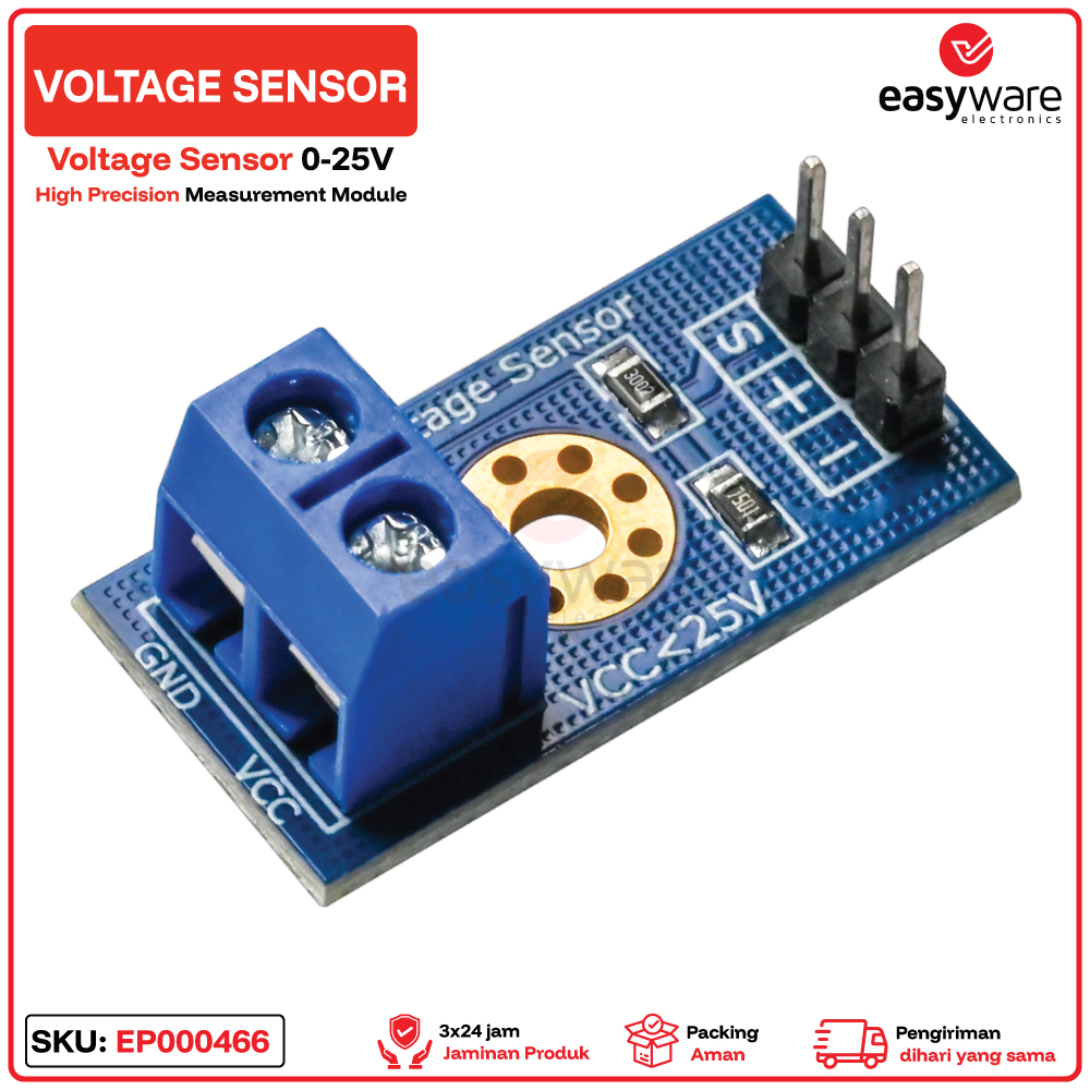 Voltage Sensor Module Sensor Tegangan 0-25V - Gambar 2