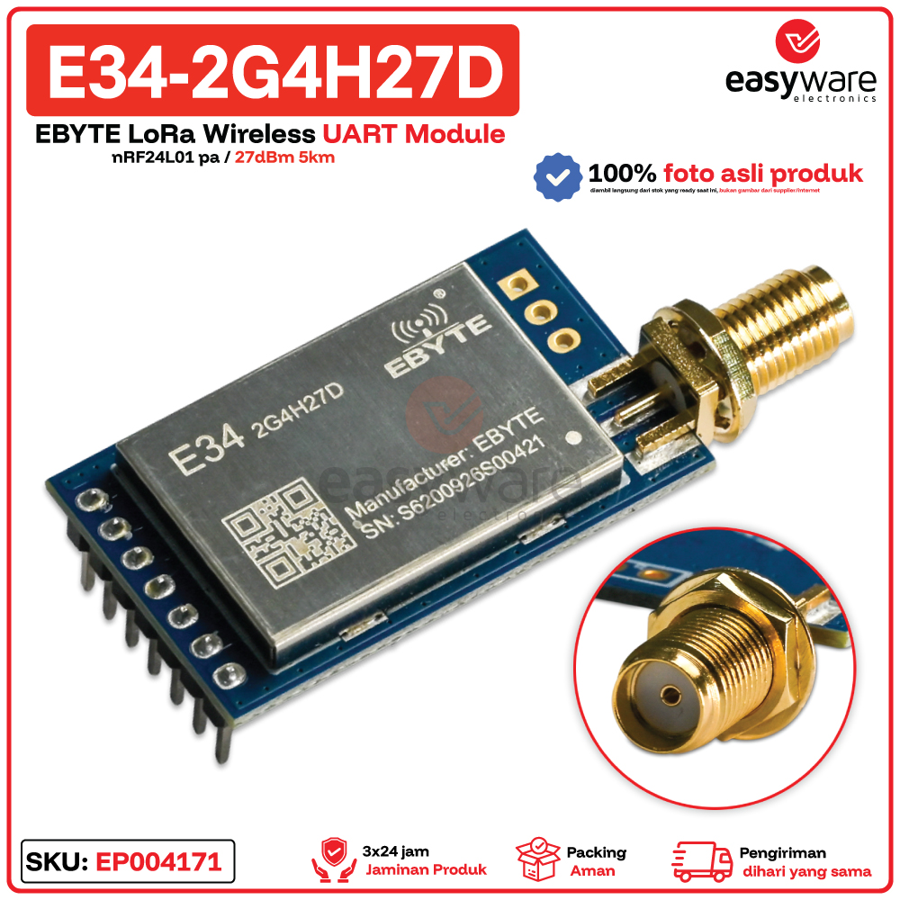 EBYTE E34-2G4H27D LoRa Wireless UART Module 2.4GHz 27dBm 5km with PA + LNA - Gambar 2