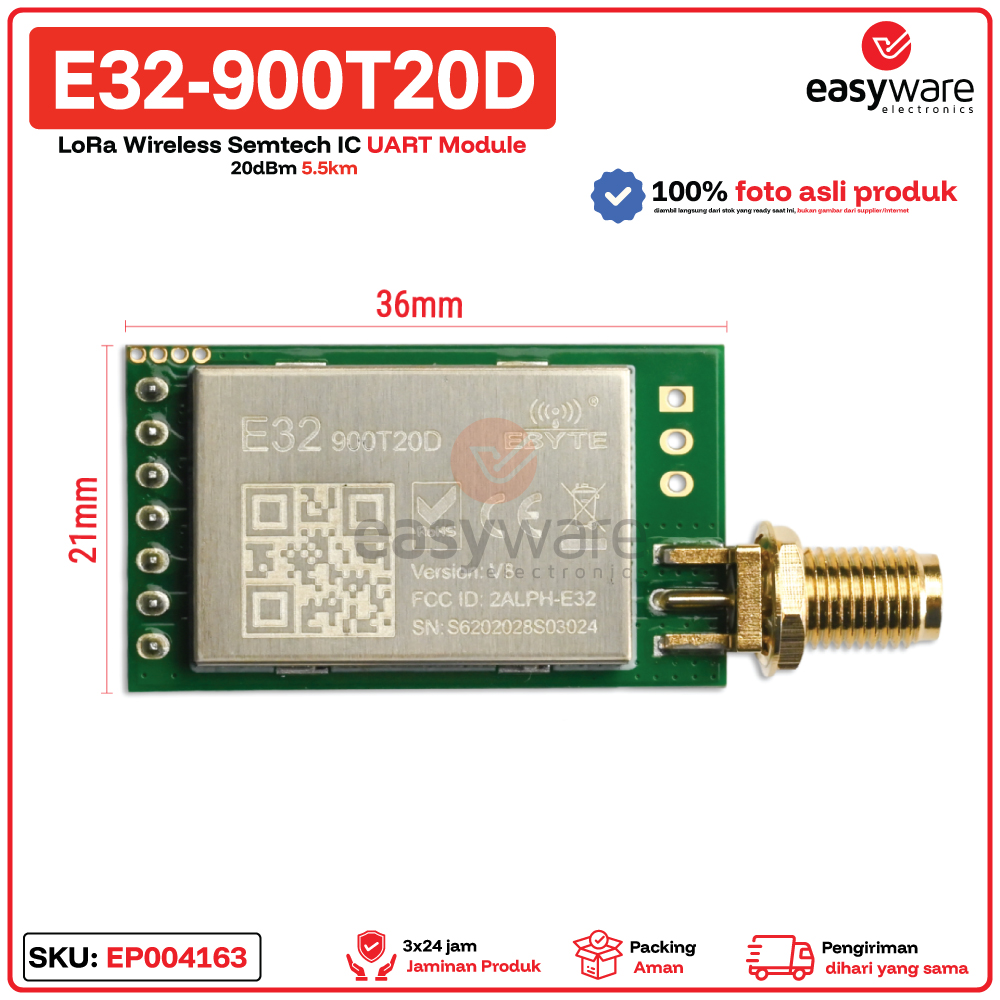 EBYTE E32-900T20D E32 900T20D LoRa Wireless Semtech IC 20dBm 5.5km UART LoRa Module - Gambar 3