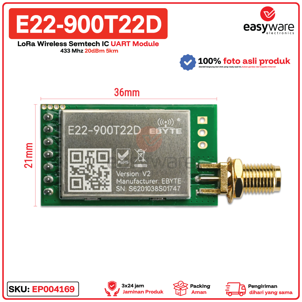 EBYTE E22-900T22D E22 900T22D LoRa Wireless Semtech IC 900 Mhz 20dBm 5km UART LoRa Module - Gambar 3