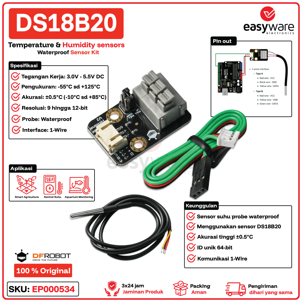 DFRobot Gravity Waterproof DS18B20 Sensor Kit Original